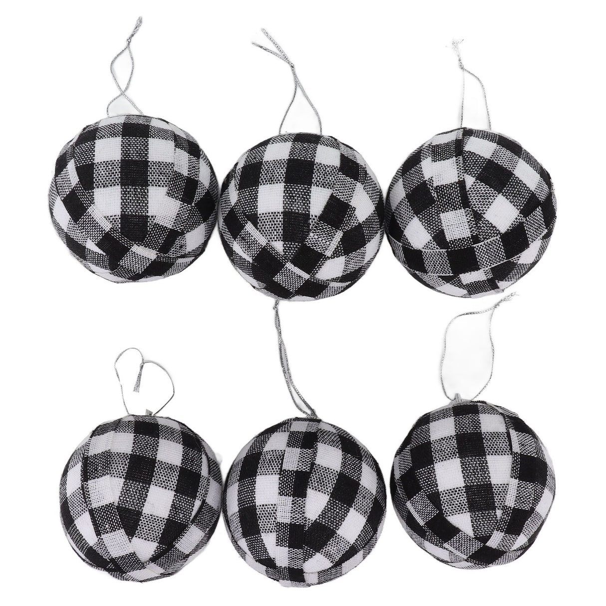 6Pcs 70mm 2.76 Inch Christmas Ornaments Balls Christmas Tree Decoration Balls New Year's Decor Black and White Check