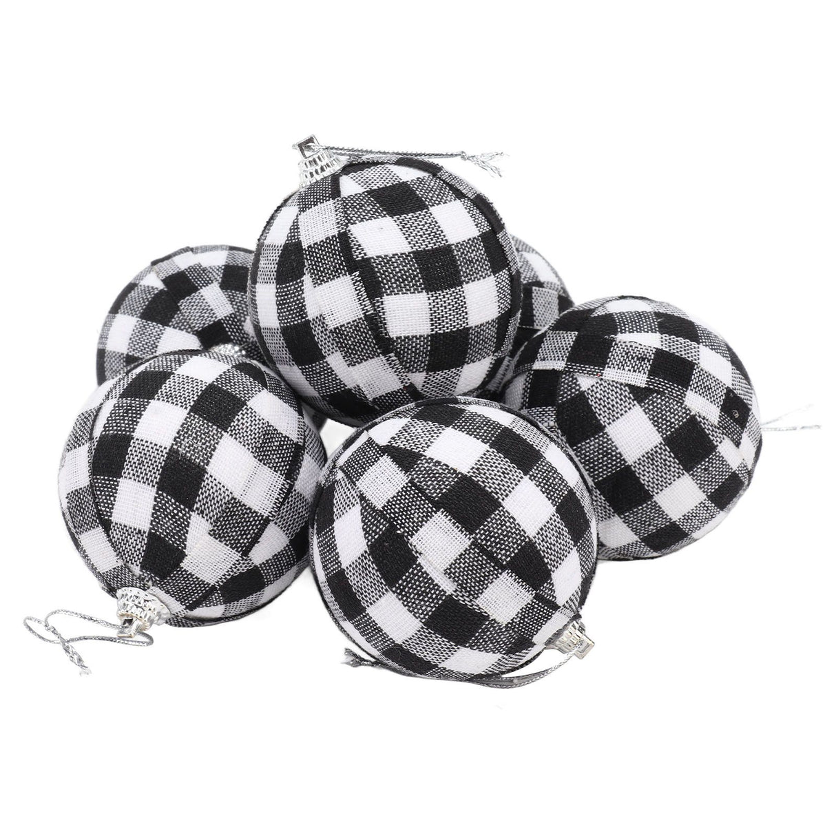 6Pcs 70mm 2.76 Inch Christmas Ornaments Balls Christmas Tree Decoration Balls New Year's Decor Black and White Check