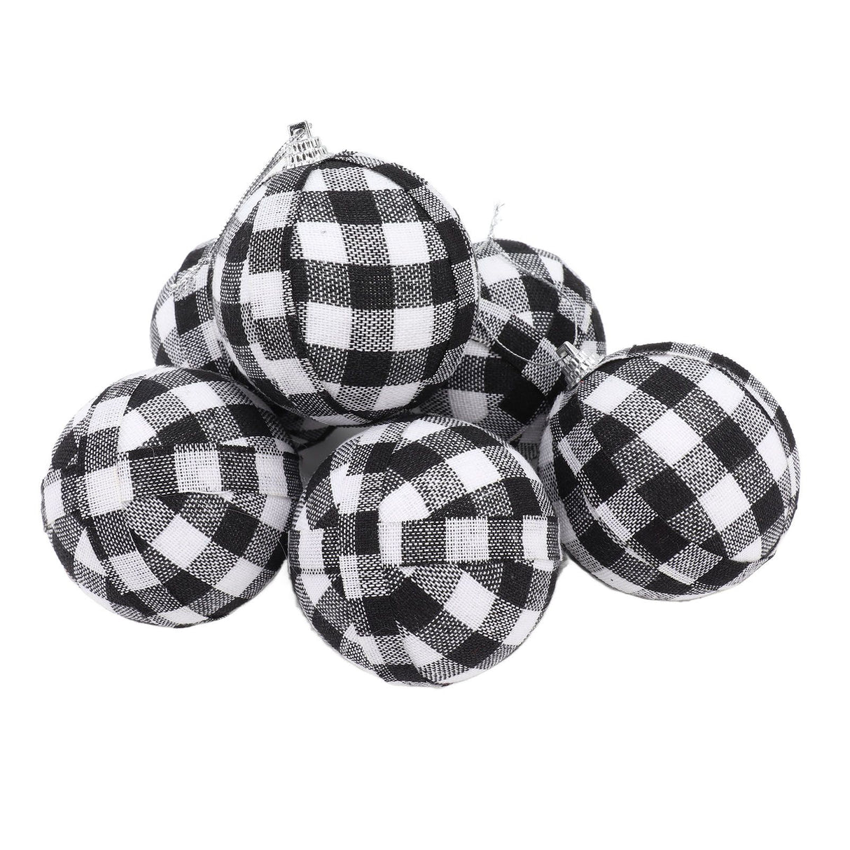 6Pcs 70mm 2.76 Inch Christmas Ornaments Balls Christmas Tree Decoration Balls New Year's Decor Black and White Check