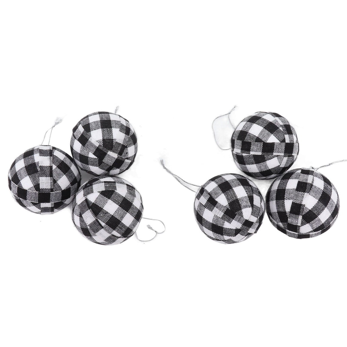 6Pcs 70mm 2.76 Inch Christmas Ornaments Balls Christmas Tree Decoration Balls New Year's Decor Black and White Check