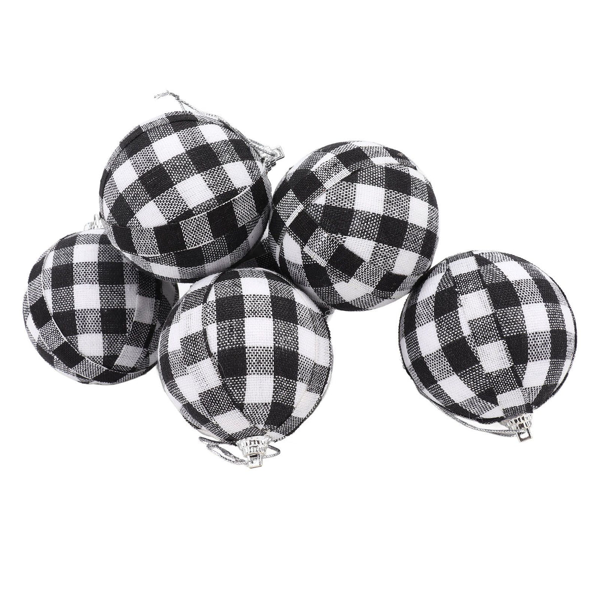6Pcs 70mm 2.76 Inch Christmas Ornaments Balls Christmas Tree Decoration Balls New Year's Decor Black and White Check