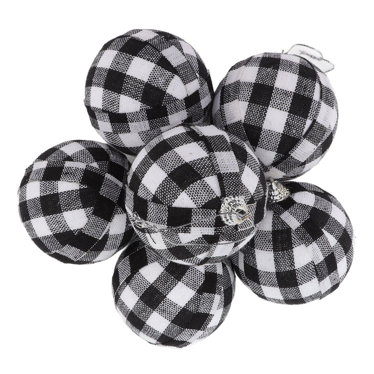 6Pcs 70mm 2.76 Inch Christmas Ornaments Balls Christmas Tree Decoration Balls New Year's Decor Black and White Check
