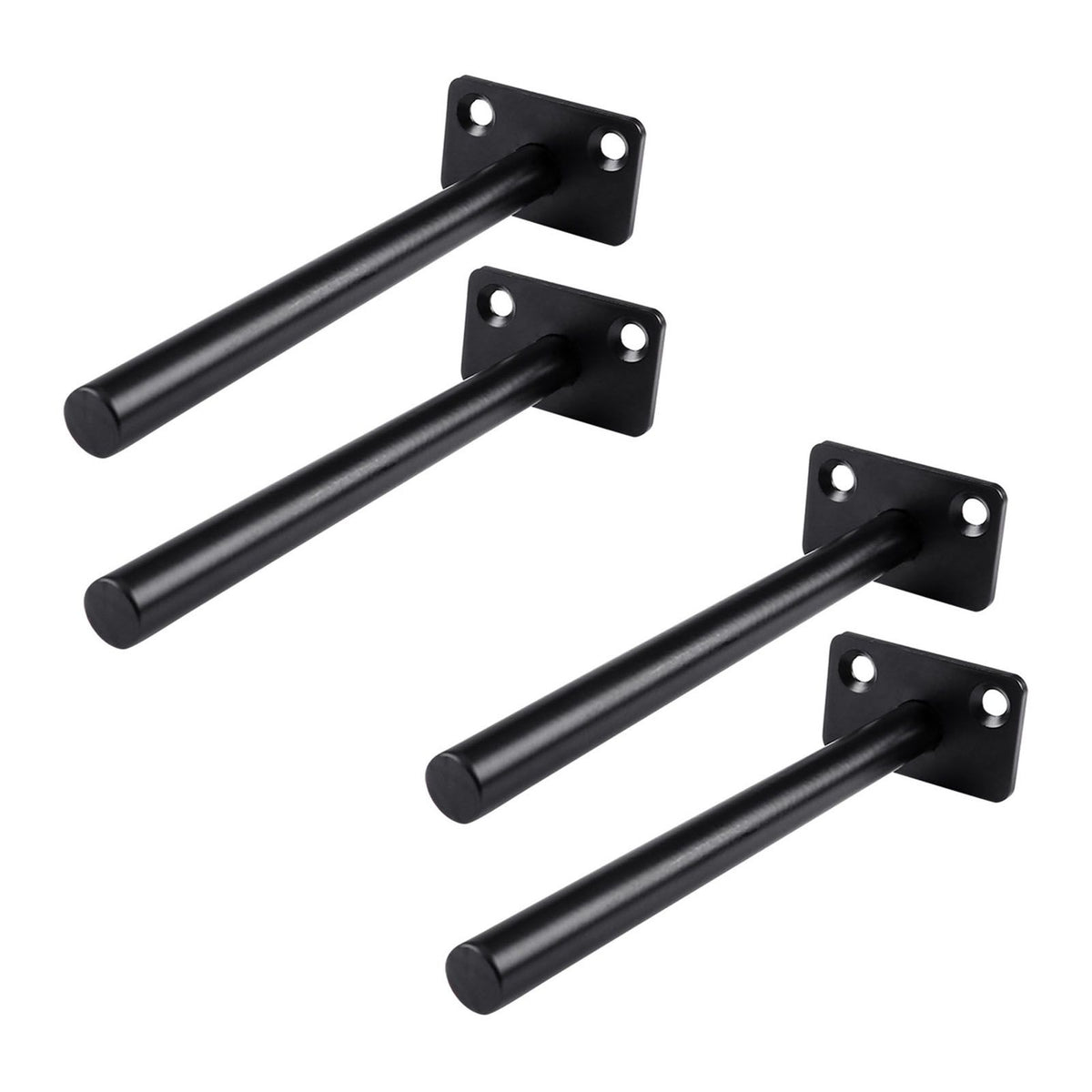 4 PCS Hidden Floating Shelf Bracket Round Wall Mount Shelf Supports Invisible Fixed Floating Holder A 01 2 Holes Black 150mm