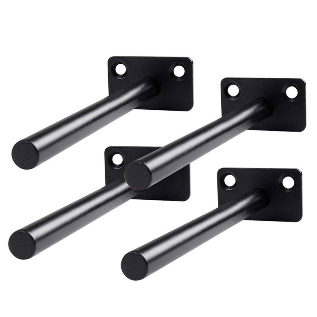 4 PCS Hidden Floating Shelf Bracket Round Wall Mount Shelf Supports Invisible Fixed Floating Holder A 01 2 Holes Black 150mm
