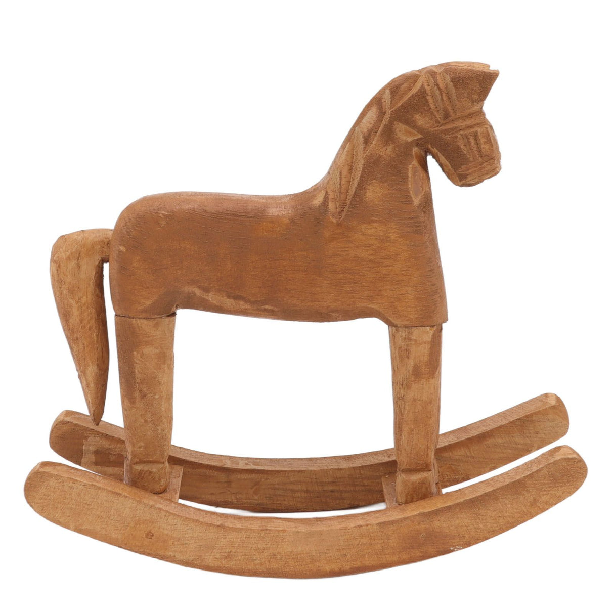 Wooden Rocking Horse Ancient Lucky Hand Carved Trojan Horse Table Decoration for Home Hall Office Bedroom