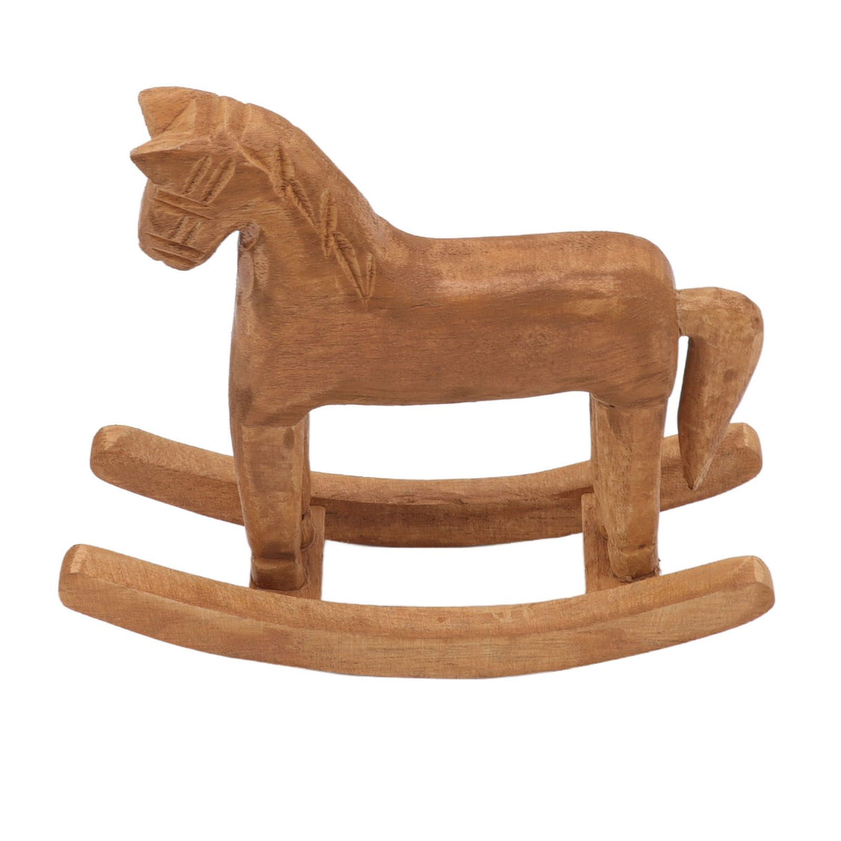 Wooden Rocking Horse Ancient Lucky Hand Carved Trojan Horse Table Decoration for Home Hall Office Bedroom