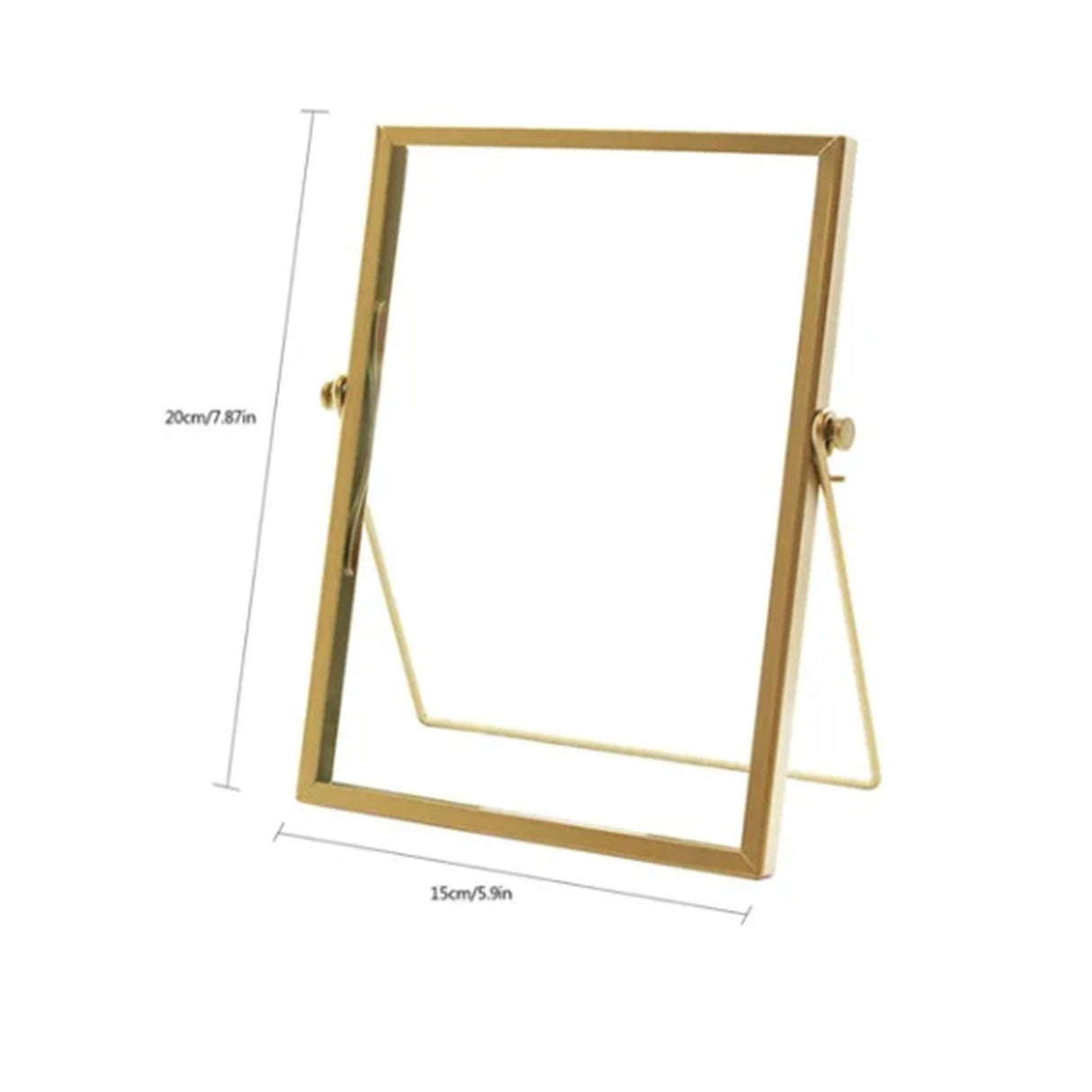 Photo Frame Display Transparent Glass Iron Support Tabletop Dried Flower Frame for Home Decorations 6 Inches