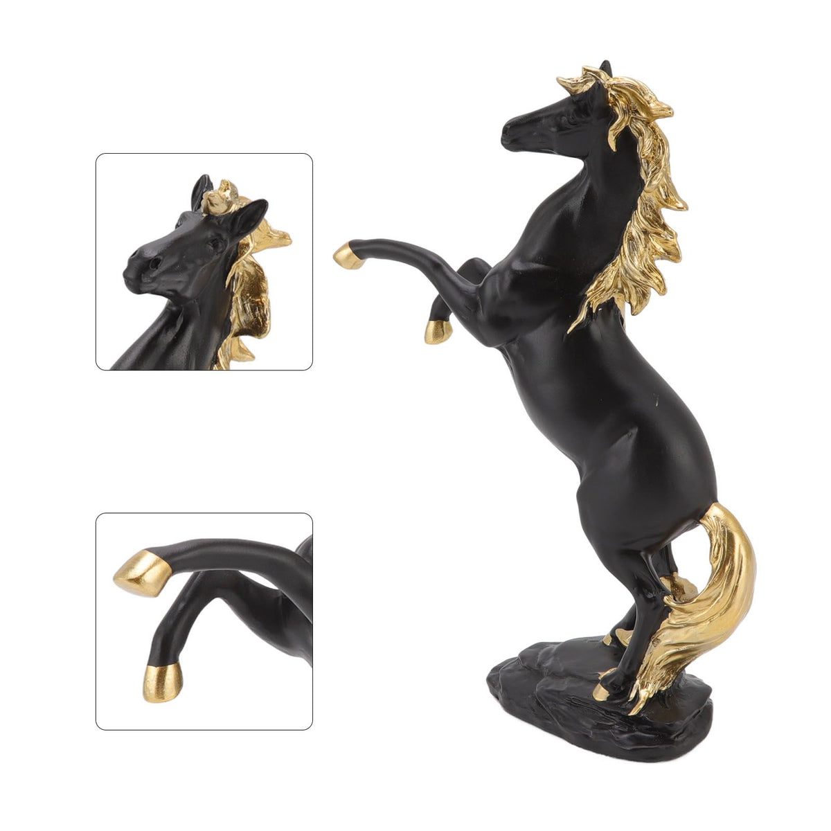 Horse Sculpture Ornament Decorative Auspicious Wealth Craft Resin Standing Horse Statue for Cabinet Living Room Office