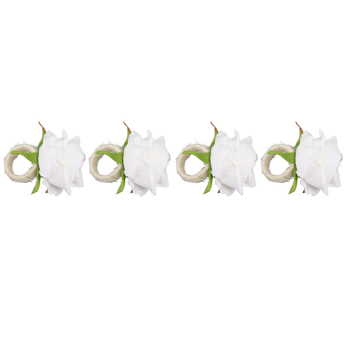 4PCS Rose Napkin Ring Simulated Plastic Reusable Vine Design Napkin Holder Ring for Restaurant White