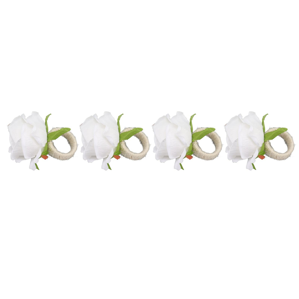 4PCS Rose Napkin Ring Simulated Plastic Reusable Vine Design Napkin Holder Ring for Restaurant White