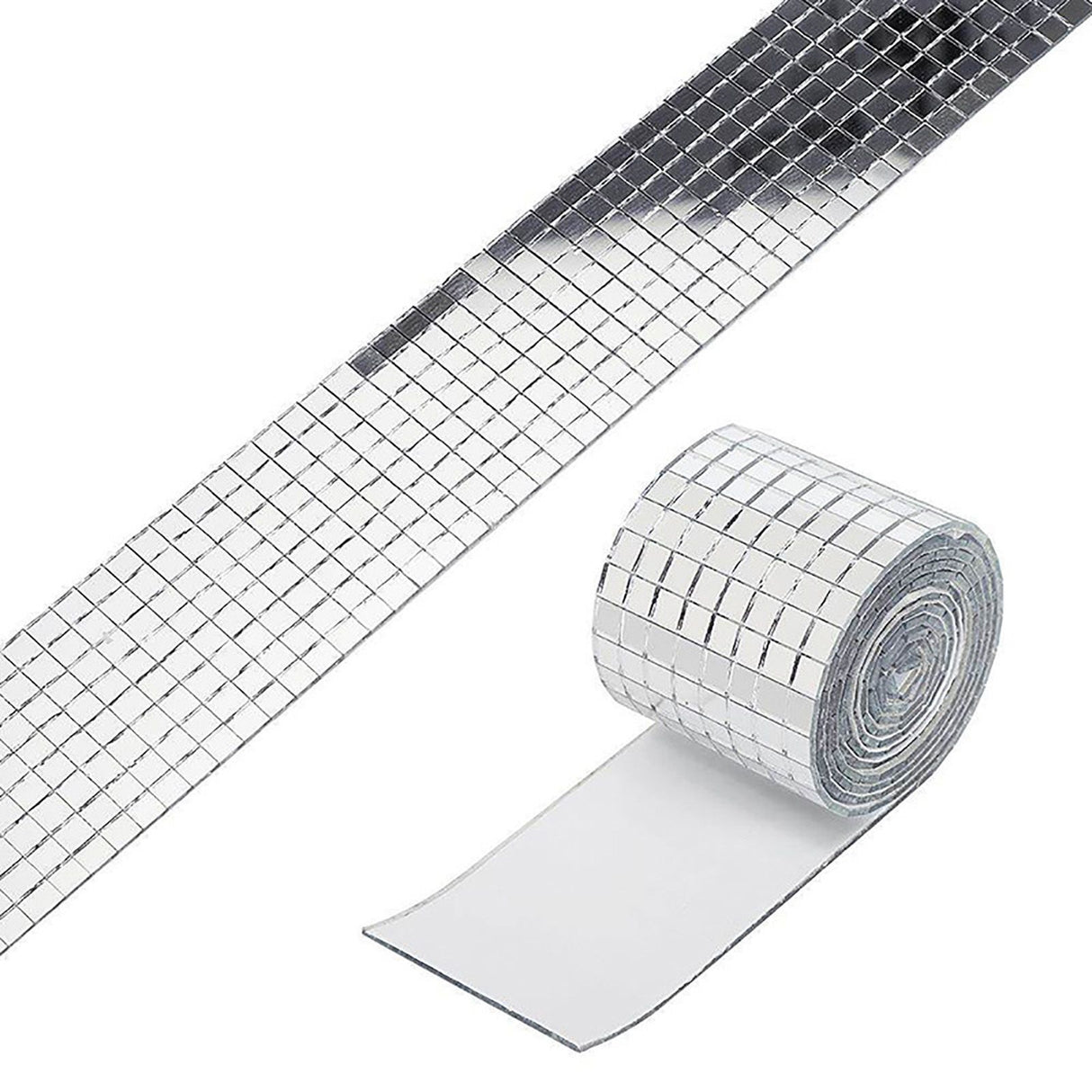 3PCS Mirror Mosaic Tiles Silver 1464 Grains Acrylic Self Adhesive 4x100cm Mirror Tiles Sticker for Handmade Crafts