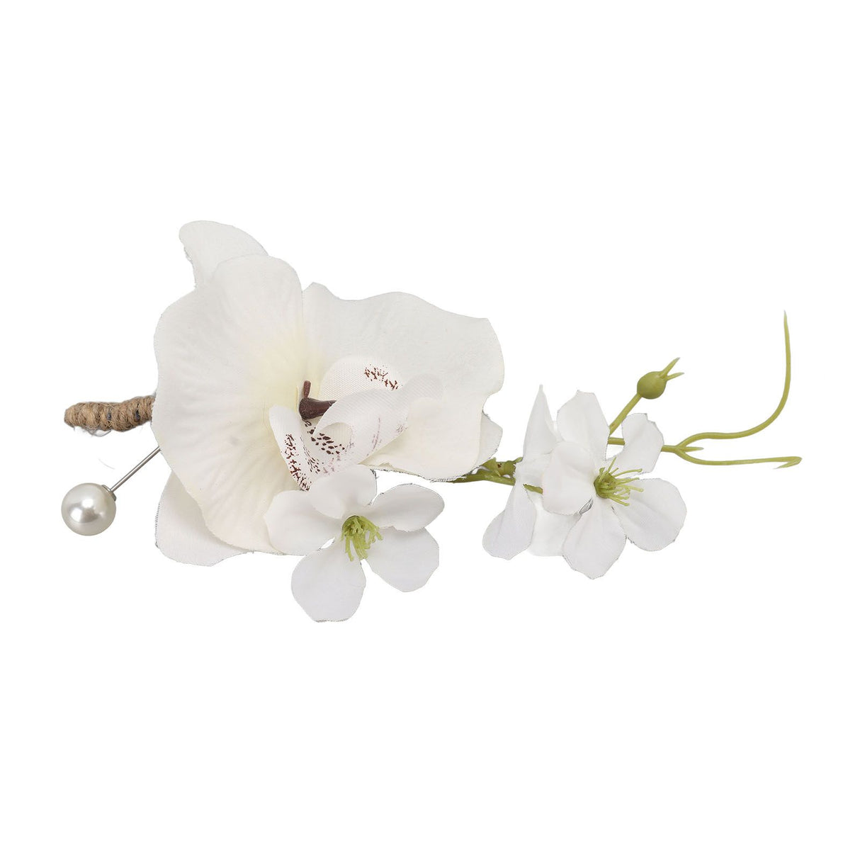 5 Pcs Groom Boutonniere Elegant Men Wedding Flower Lifelike Permanent Reusable Artificial Brooch Flower White