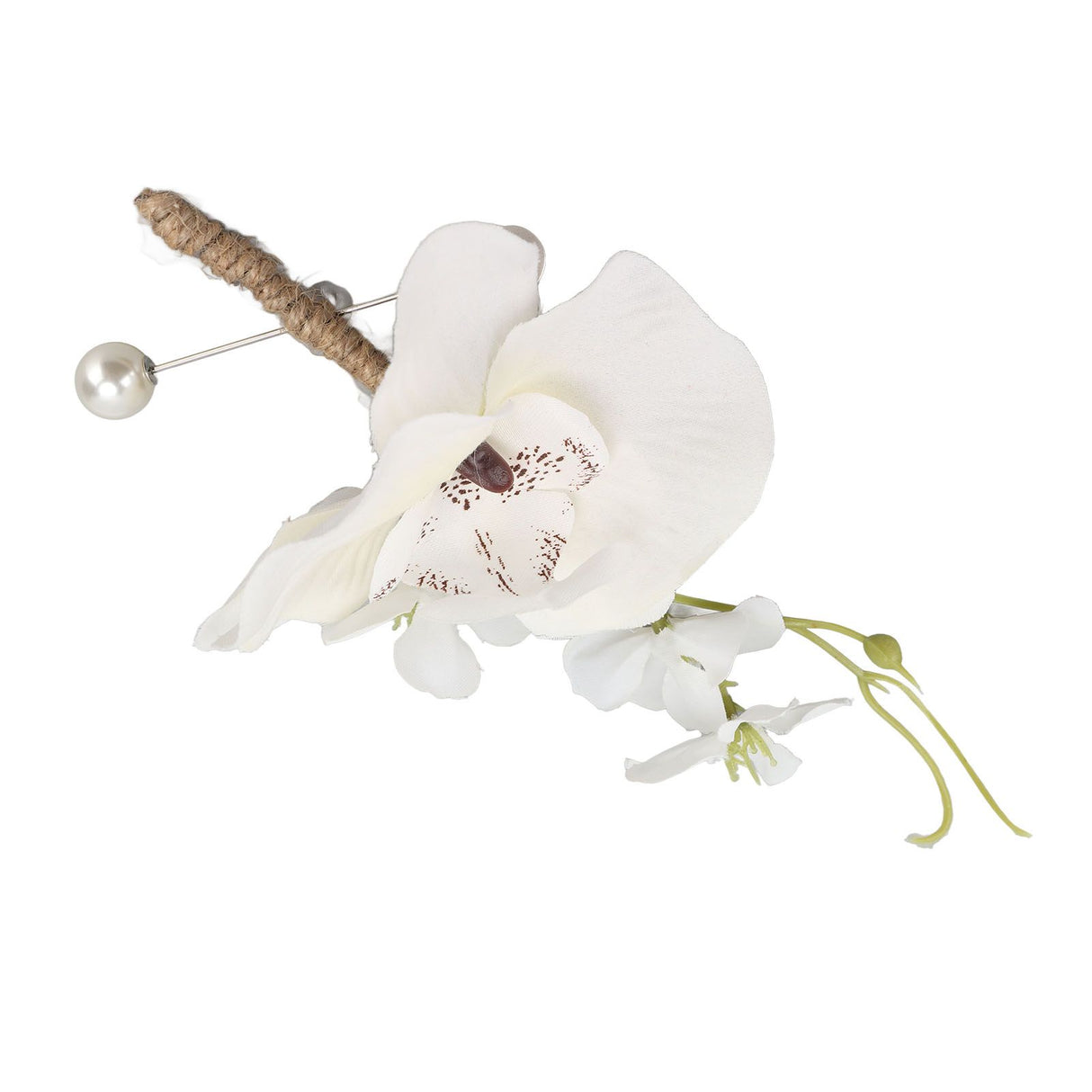 5 Pcs Groom Boutonniere Elegant Men Wedding Flower Lifelike Permanent Reusable Artificial Brooch Flower White