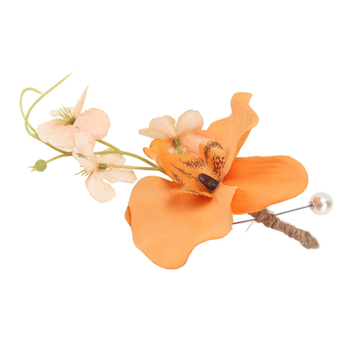 5 Pcs Groom Boutonniere Elegant Men Wedding Flower Lifelike Permanent Reusable Artificial Brooch Flower Orange