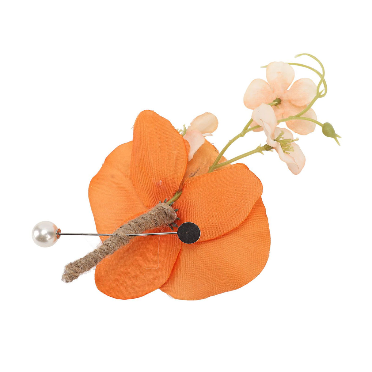 5 Pcs Groom Boutonniere Elegant Men Wedding Flower Lifelike Permanent Reusable Artificial Brooch Flower Orange