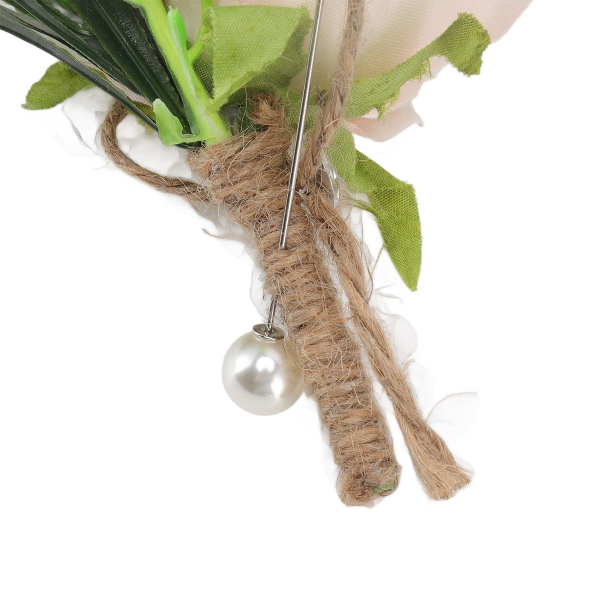 5PCS Wedding Boutonniere Pin Fixed Plastic Artificial Flower Corsage for Bride and Groom Champagne