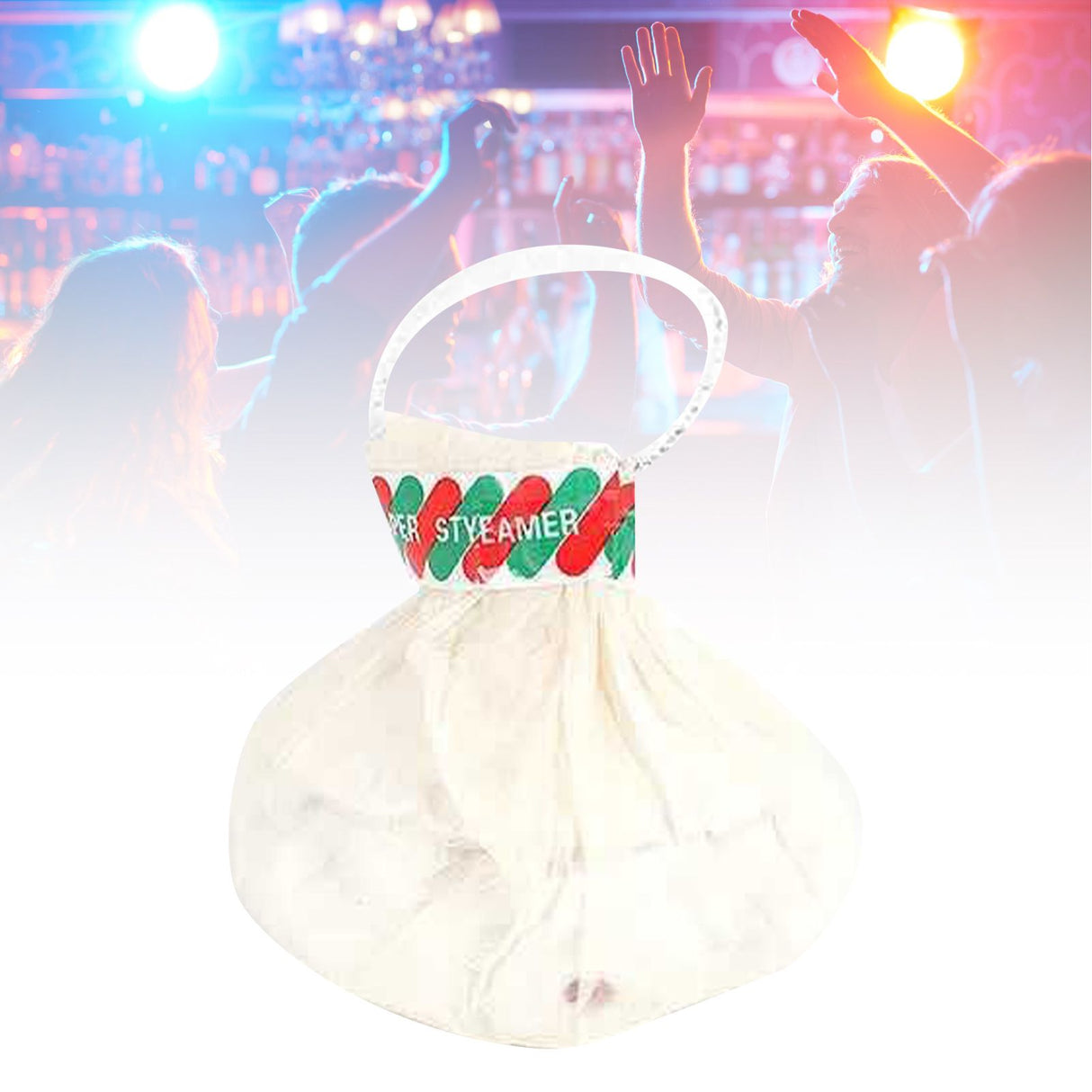 Streamer Popper Hand Throw Paper Cracker 30 Stripes Confetti Decor for Party Home Pull Ring White