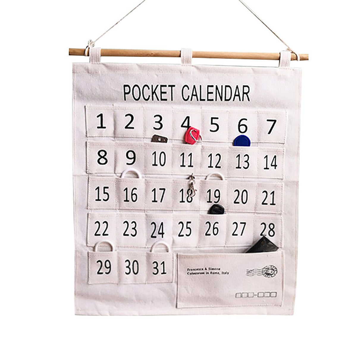 Numbered Calendar Pocket Chart Cotton and Linen Morning Check Classroom Pocket Chart Calendar Wall Hanging Organizer Large 31 Pockets