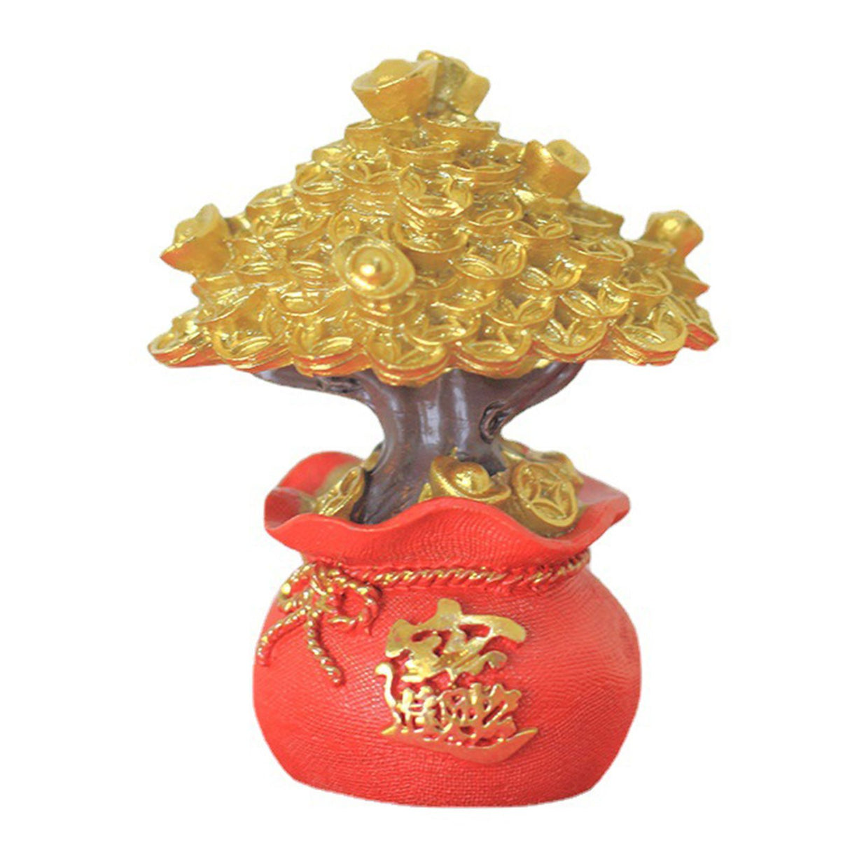 Money Coin Tree Bonsai Small Fortune Tree Desktop Ornament Home Decoration Synthetic Resin for Living Room Golden