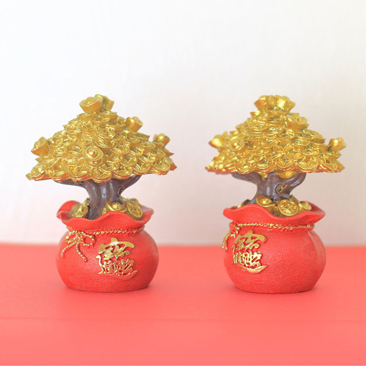 Money Coin Tree Bonsai Small Fortune Tree Desktop Ornament Home Decoration Synthetic Resin for Living Room Golden