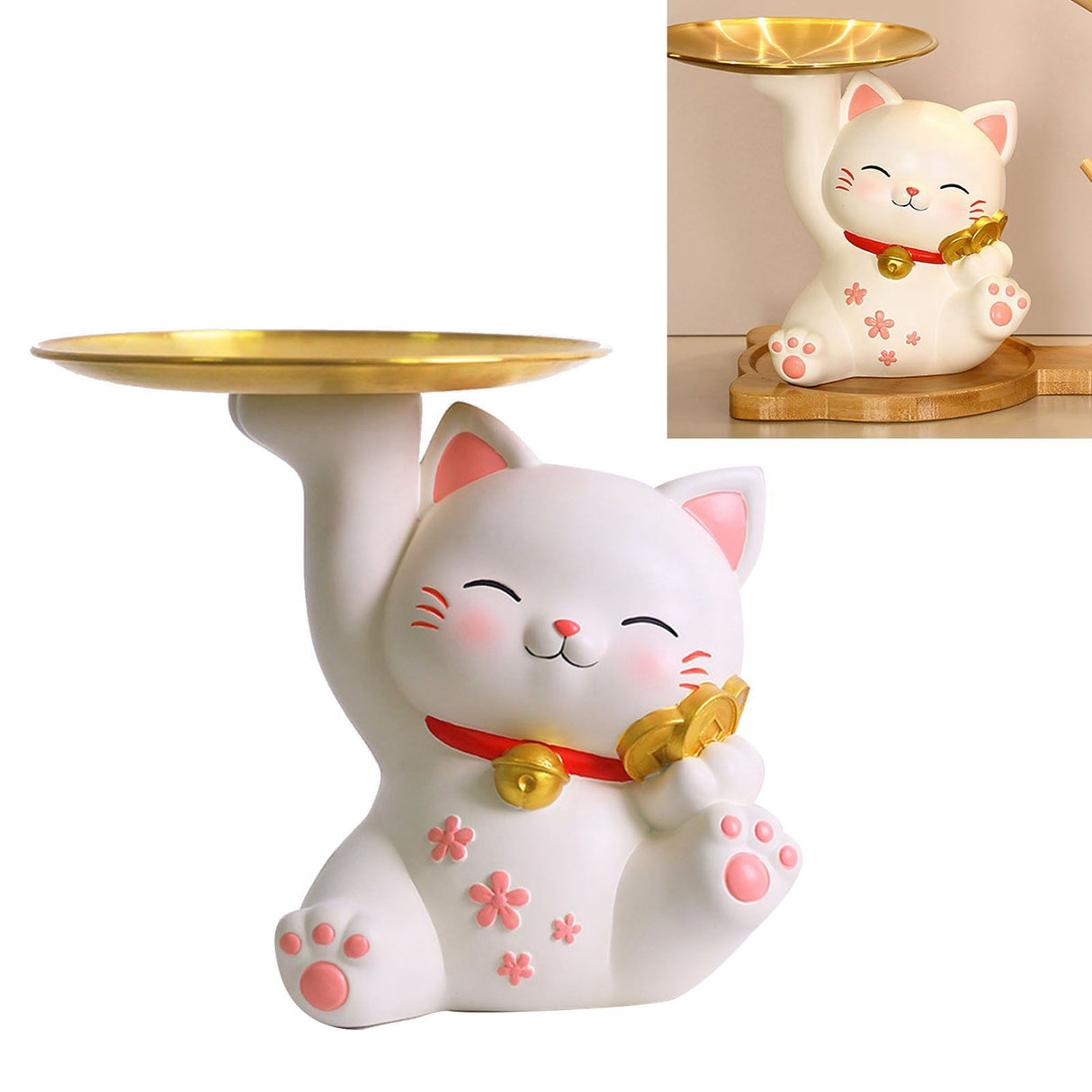 Porch Ornaments Light Luxury High Grade Storage Ornaments Living Room Desktop Decoration Gold Coin Cat 22x17x18.5cm/8.7x6.7x7.3in