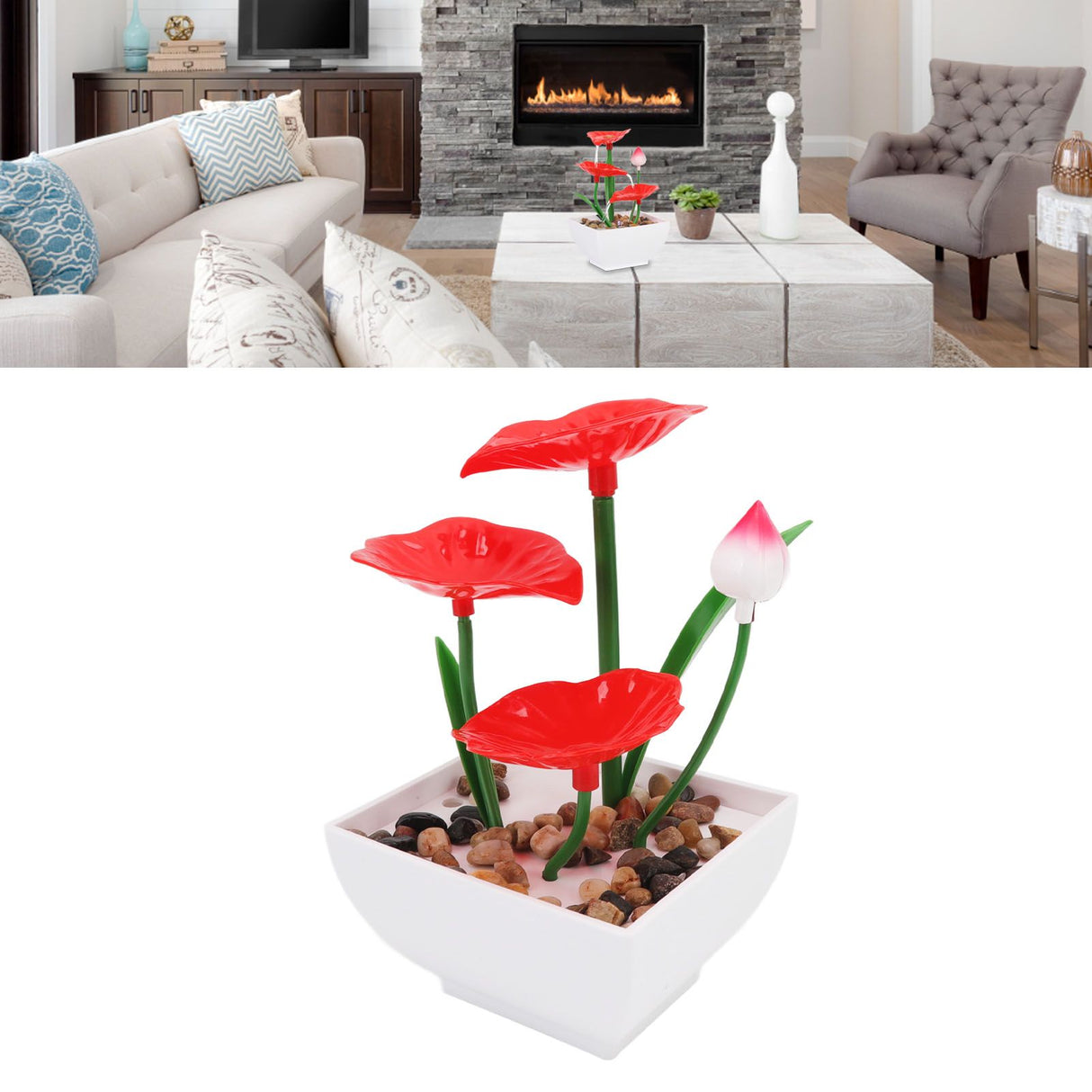 Desktop Fountain Ornament Indoor Small DIY Tabletop Circulating Waterfall Decoration for Office Living Room AU Plug 220-240V