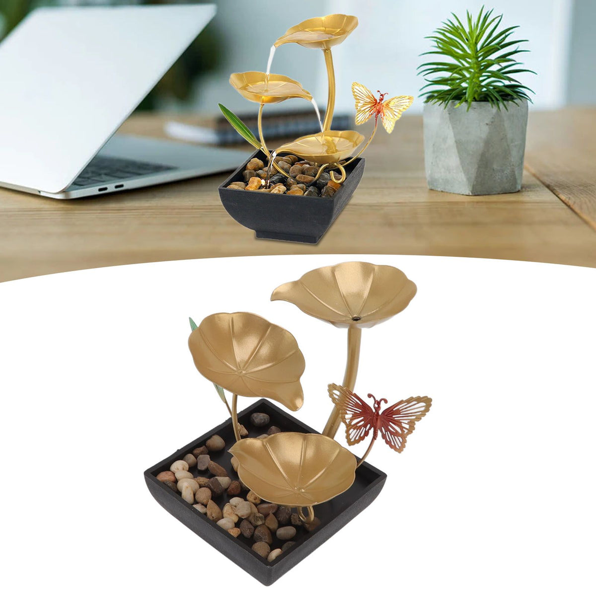 Tabletop Fountain Small Circulating Water Ornaments Indoor Waterfall for Office and Living Room AU Plug 220-240V