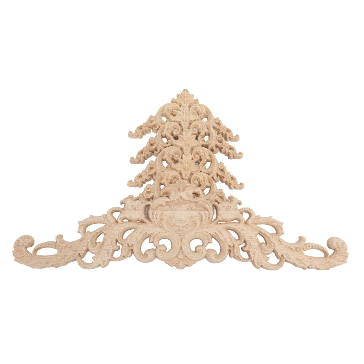 5Pcs Wooden Appliques Onlays Rubber Wood Carved 4 Corner Onlays and 1 Long Onlay for Cabinet Door Bed Wardrobe Furniture
