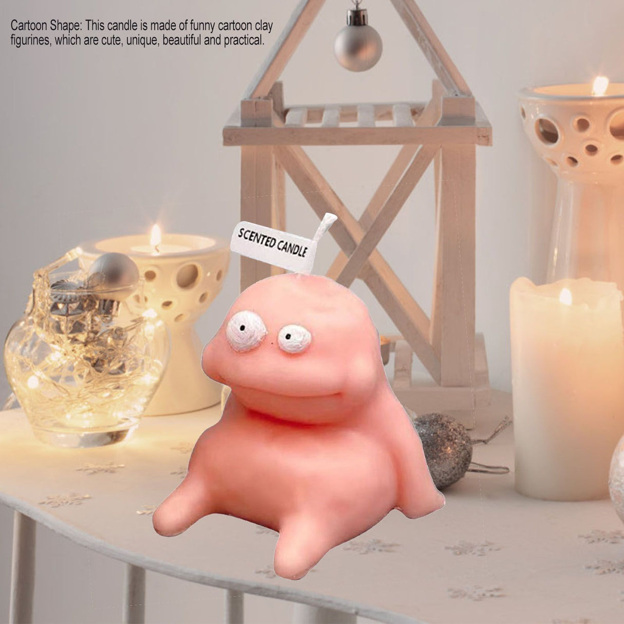 Clay Man Shaped Candle Cartoon Fragrant Candles Funny Ugly Cute Candle Souvenirs Fat Pink