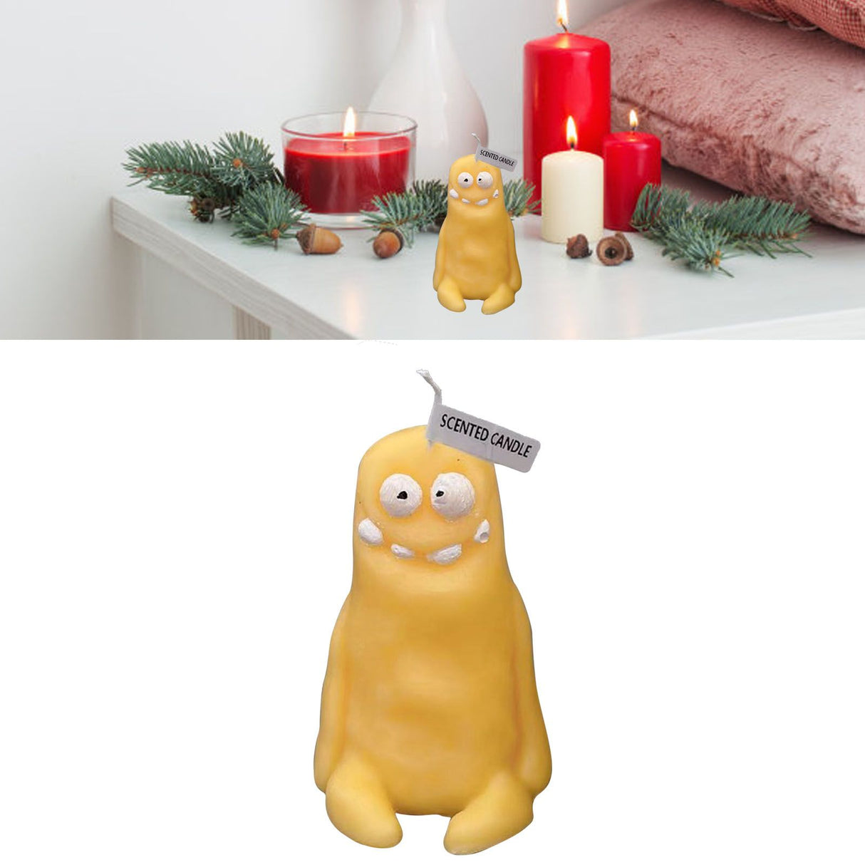 Clay Man Shaped Candle Cartoon Fragrant Candles Funny Ugly Cute Candle Souvenirs Thin Yellow