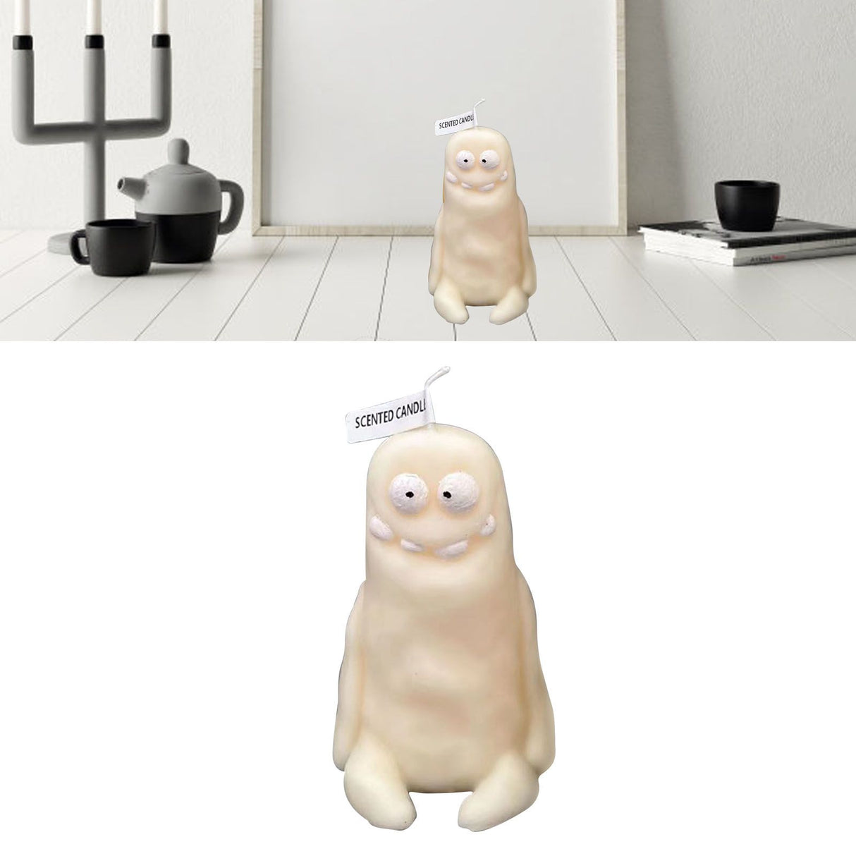 Clay Man Shaped Candle Cartoon Fragrant Candles Funny Ugly Cute Candle Souvenirs Thin White