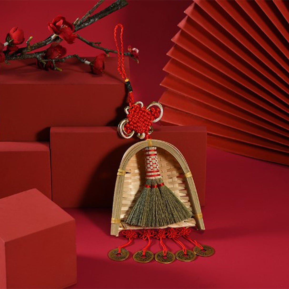 Broom Dustpan Decor Chinese Year Ornament Pendant New Tassel Hanging Decor Mini Fortune Broom Decoration B2