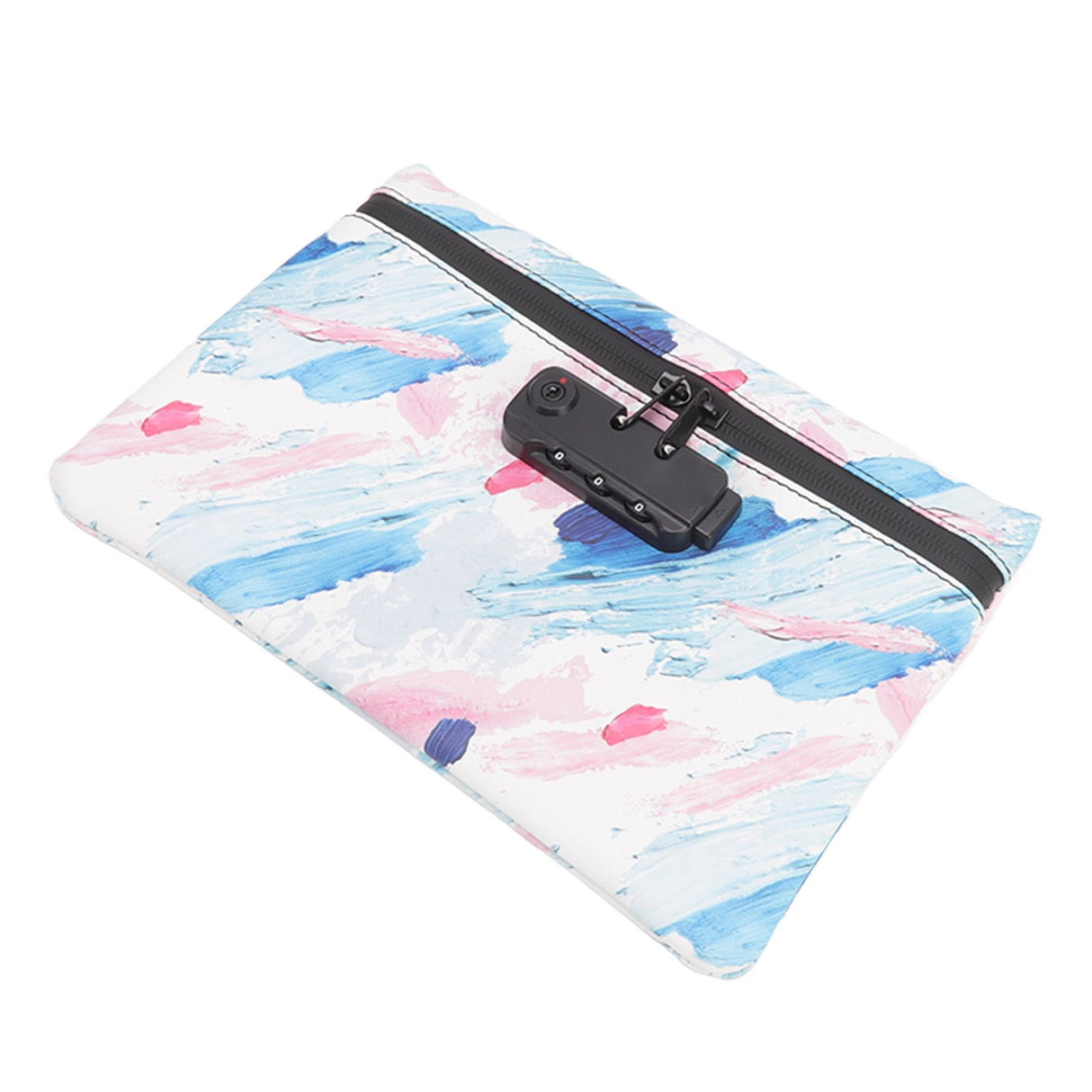 Smell Proof Bag PU Leather Reinforced Stitching Waterproof Zipper Closure Odor Proof Pouch with Password Lock Colorful