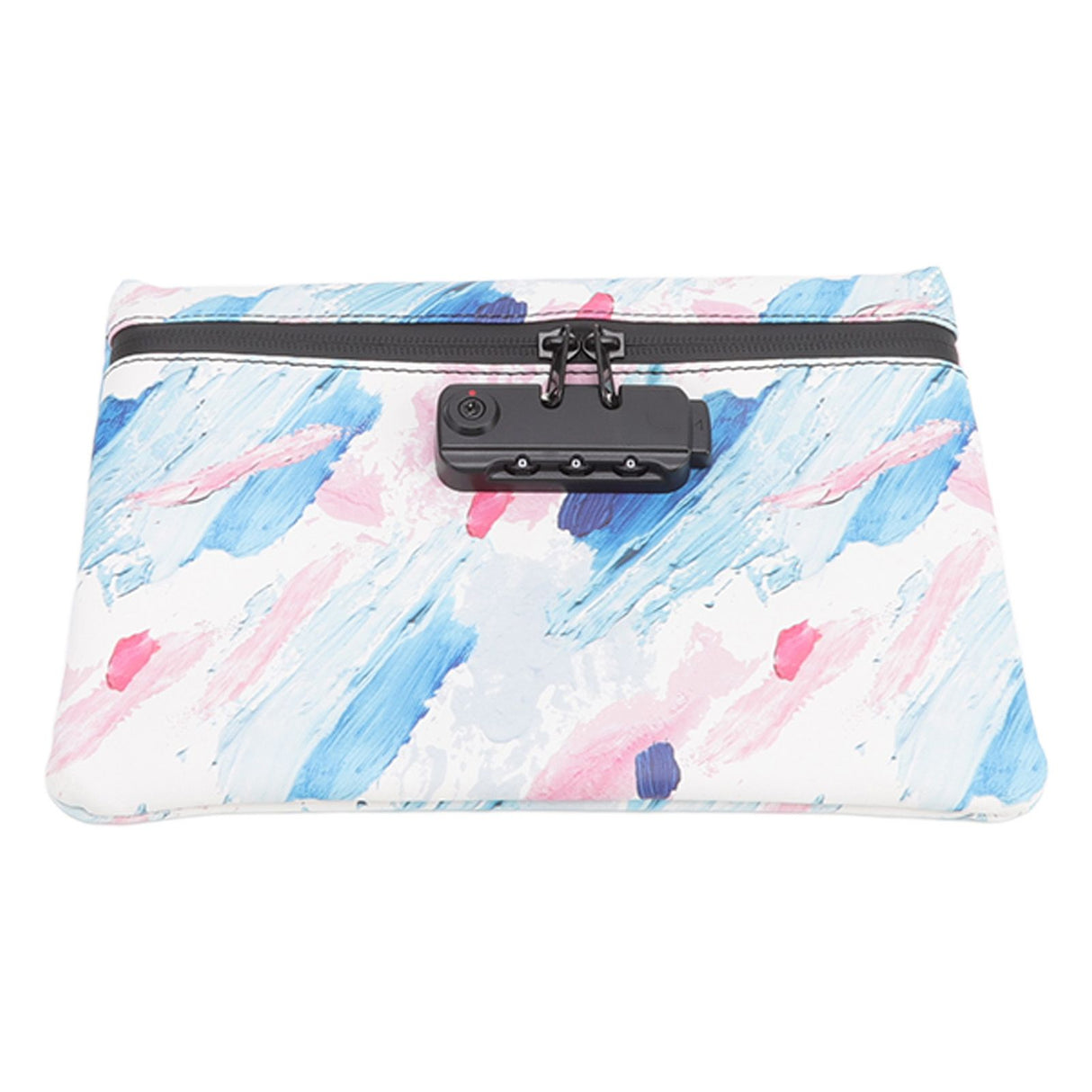 Smell Proof Bag PU Leather Reinforced Stitching Waterproof Zipper Closure Odor Proof Pouch with Password Lock Colorful