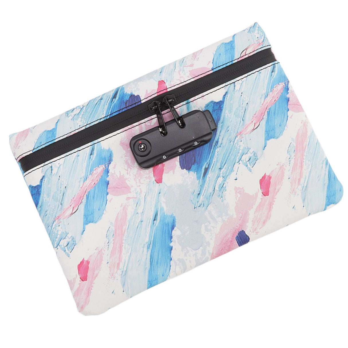 Smell Proof Bag PU Leather Reinforced Stitching Waterproof Zipper Closure Odor Proof Pouch with Password Lock Colorful