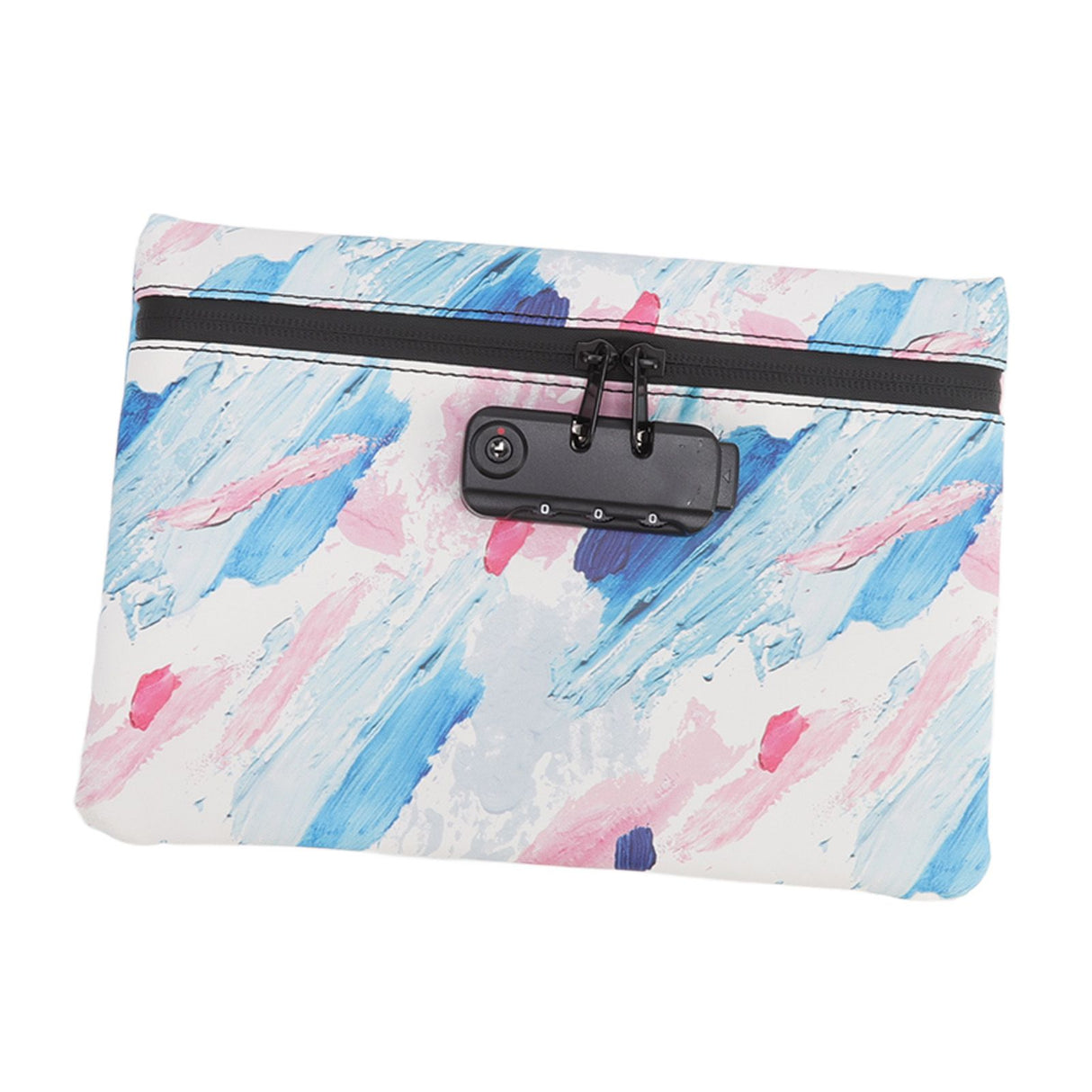 Smell Proof Bag PU Leather Reinforced Stitching Waterproof Zipper Closure Odor Proof Pouch with Password Lock Colorful