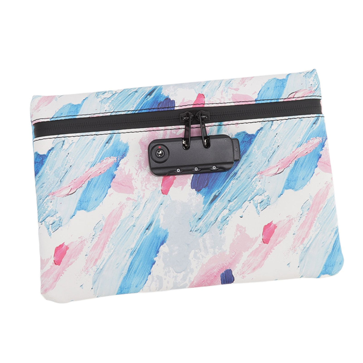Smell Proof Bag PU Leather Reinforced Stitching Waterproof Zipper Closure Odor Proof Pouch with Password Lock Colorful