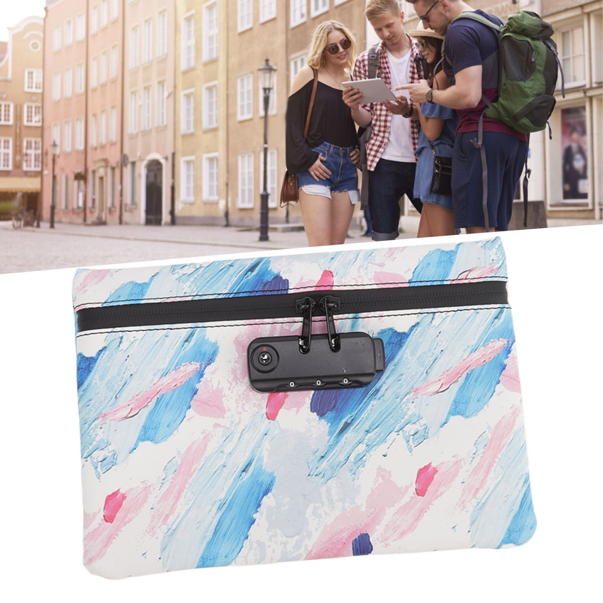 Smell Proof Bag PU Leather Reinforced Stitching Waterproof Zipper Closure Odor Proof Pouch with Password Lock Colorful