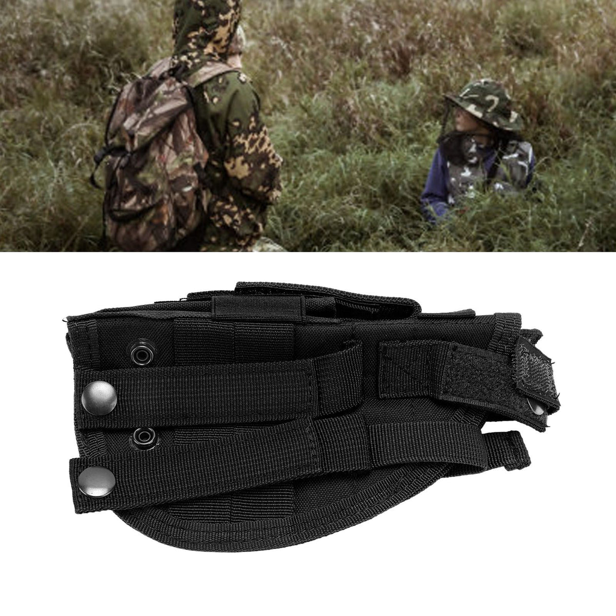 Concealment Holster Nylon Hip Holster with Adjustable Belt for MOLLE for Outdoor Training Camping Black