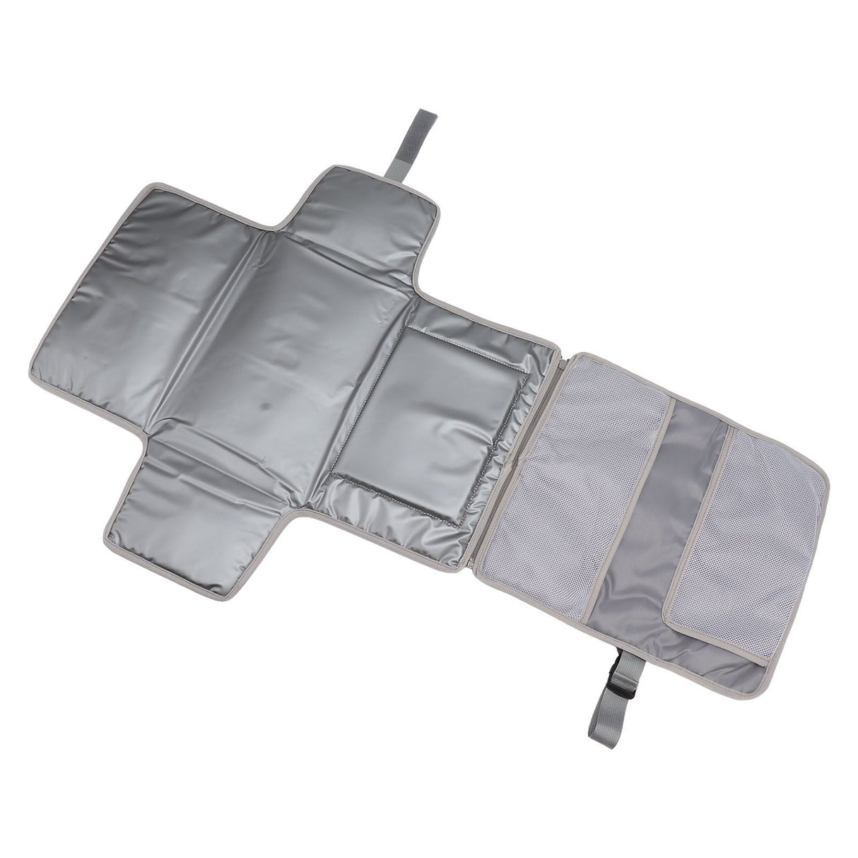 Portable Baby Diaper Changing Mat Foldable Multi Storage Pockets Soft Skin Friendly Oxford Cloth Diaper Changing Pad Gray