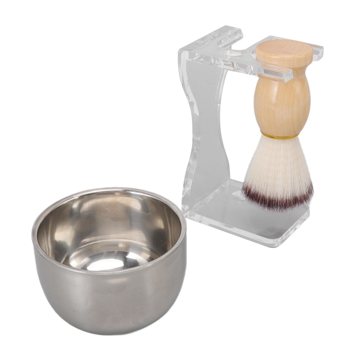 3 PCS Men Shaving Brush Set Acrylic Brush Holder Bubble Bowl Nylon Bristle Brush Kit