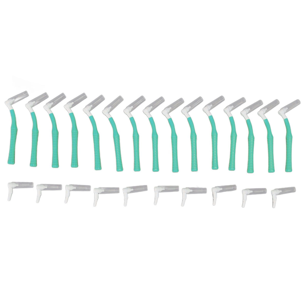 25Pcs L Shape Push Pull Interdental Brush Oral Care Teeth Whitening Dental Tooth Pick Tooth Orthodontic Cleaning Brush Green