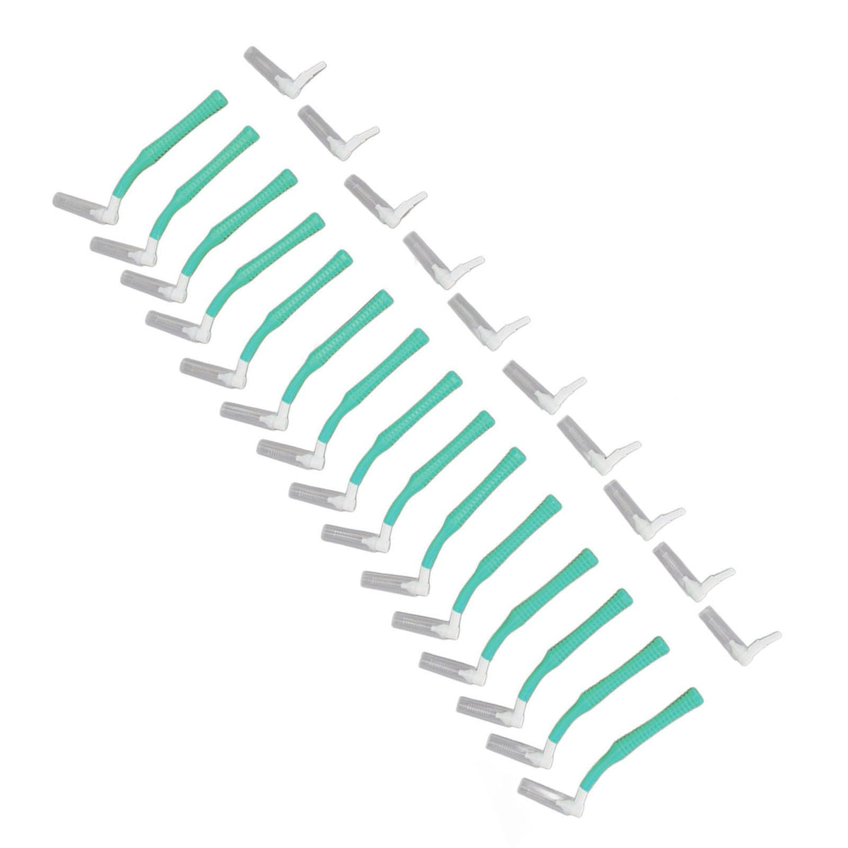 25Pcs L Shape Push Pull Interdental Brush Oral Care Teeth Whitening Dental Tooth Pick Tooth Orthodontic Cleaning Brush Green