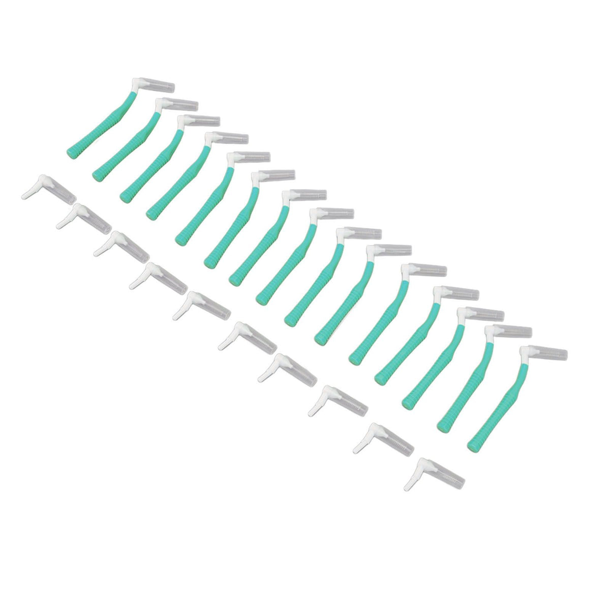 25Pcs L Shape Push Pull Interdental Brush Oral Care Teeth Whitening Dental Tooth Pick Tooth Orthodontic Cleaning Brush Green