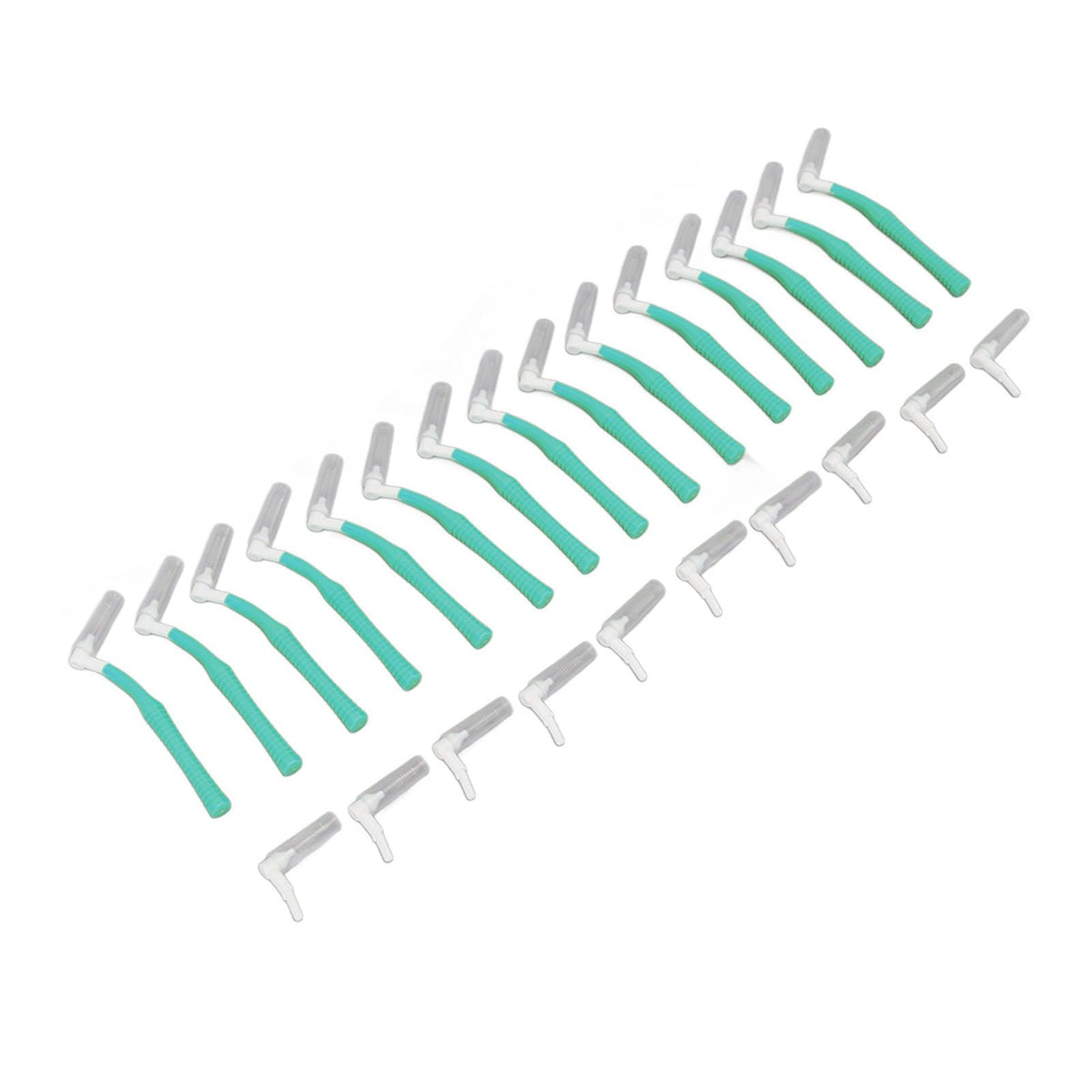 25Pcs L Shape Push Pull Interdental Brush Oral Care Teeth Whitening Dental Tooth Pick Tooth Orthodontic Cleaning Brush Green