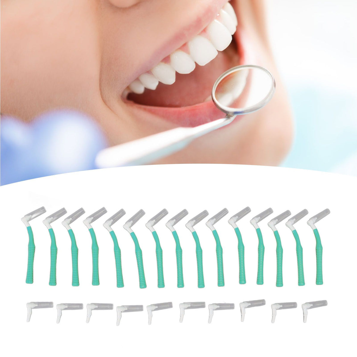 25Pcs L Shape Push Pull Interdental Brush Oral Care Teeth Whitening Dental Tooth Pick Tooth Orthodontic Cleaning Brush Green