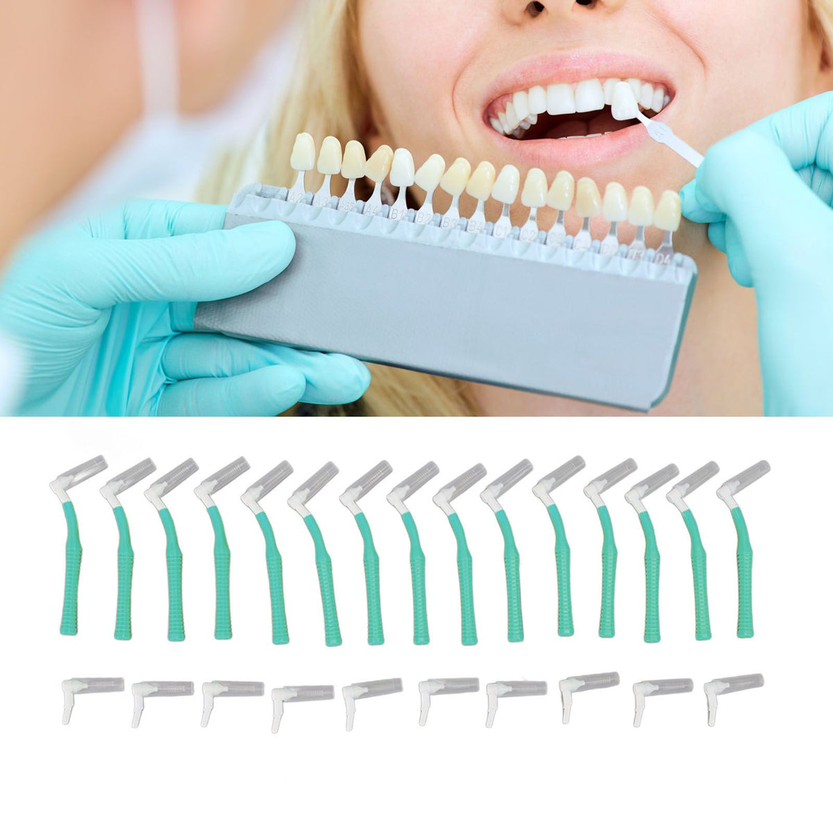 25Pcs L Shape Push Pull Interdental Brush Oral Care Teeth Whitening Dental Tooth Pick Tooth Orthodontic Cleaning Brush Green