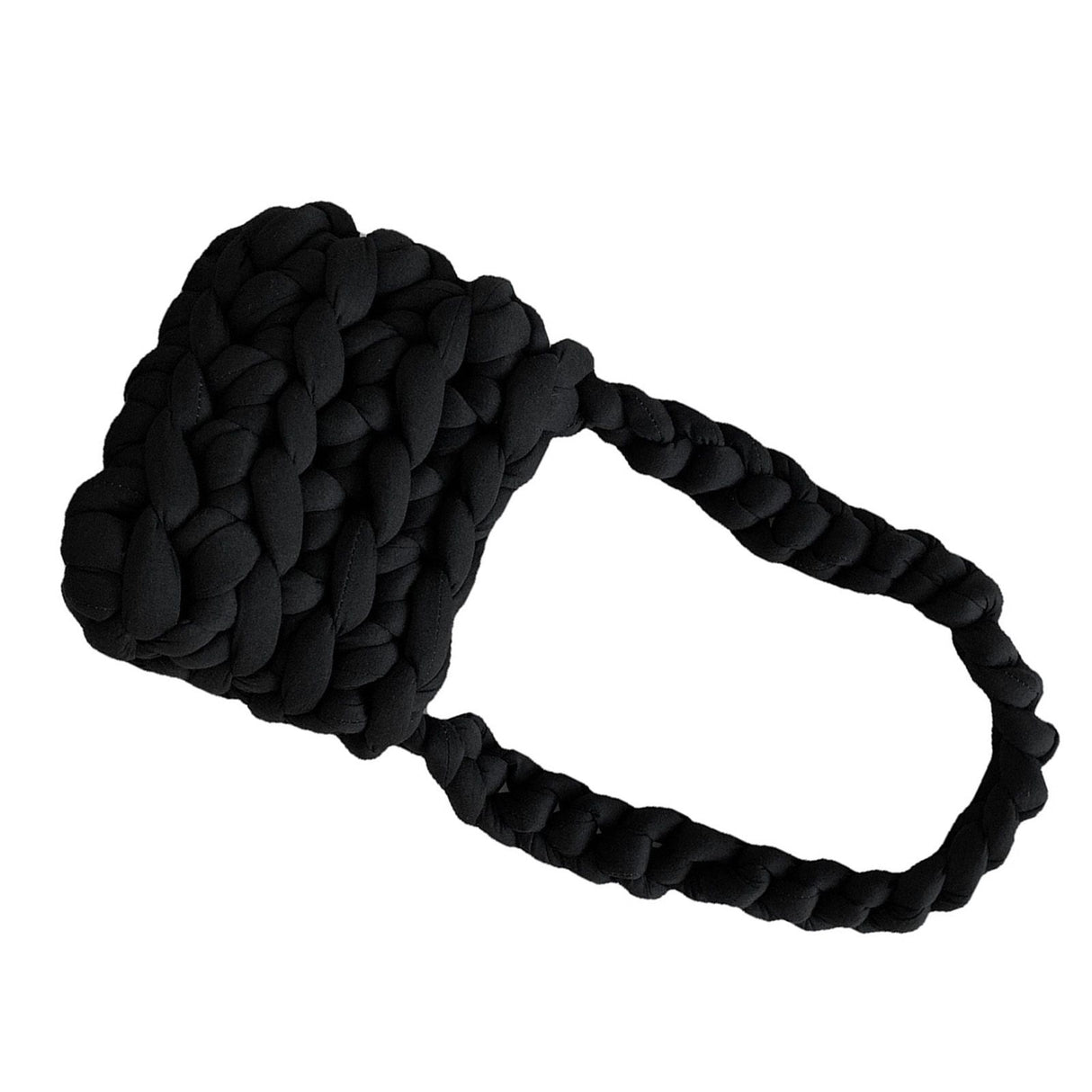 Wool Tote Purse Bag Cute Exquisite Hand Woven Fine Workmanship Wool Shoulder Bag for Daily Life Black