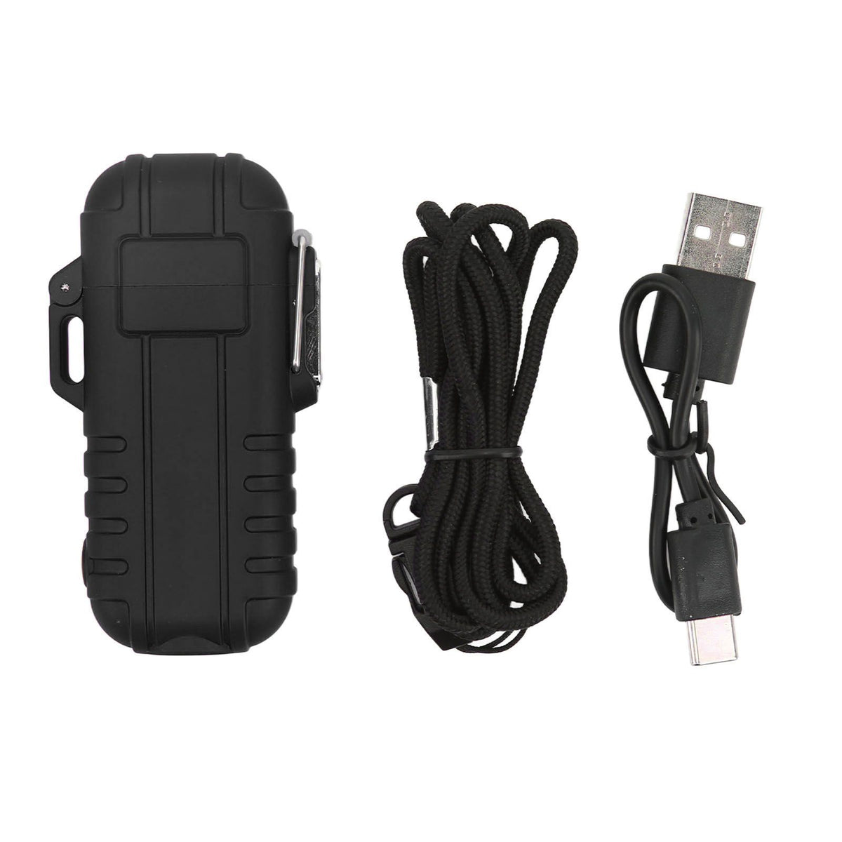 Outdoor Double Arc Electric Lighter Portable Waterproof Flashlight Lighter Charging Pulse Windproof Lighter Black