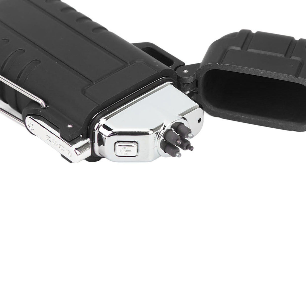 Outdoor Double Arc Electric Lighter Portable Waterproof Flashlight Lighter Charging Pulse Windproof Lighter Black